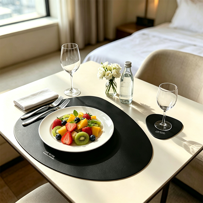 Leather Desk Pad - 2/4/8/12pcs Teardrop Leather Placemat with Wipeable